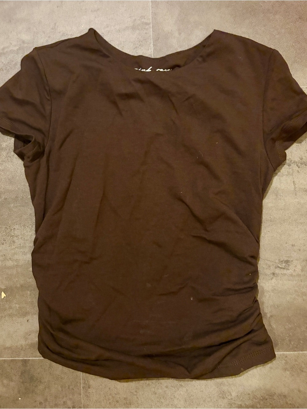 Pink Rose Black Short-Sleeve Crew Neck Top